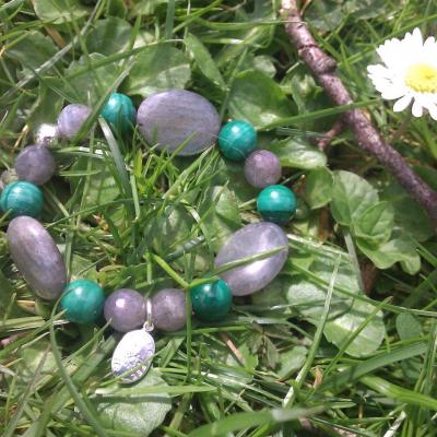 Bracelet malachite, labradorite