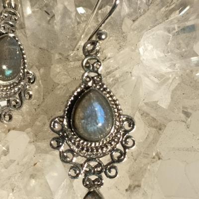 BOUCLES D'OREILLES LABRADORITE